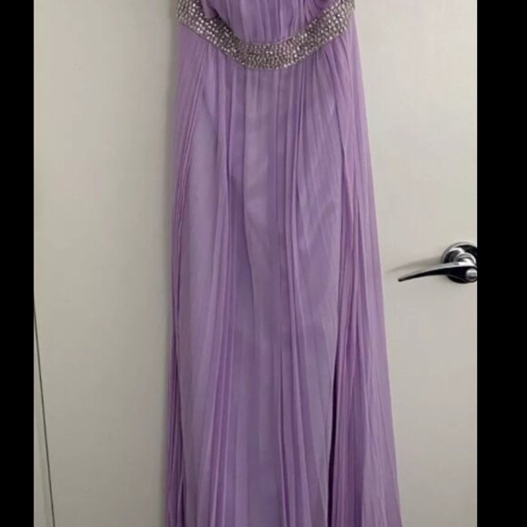 Anais Lavender Purple Chiffon Pleated Cocktail Dress Silver Crystals Size US2 - Picture 2 of 6